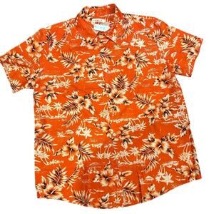 Orange Tropical Hawaiian Shirt Mens Large NWT Aloha Camp